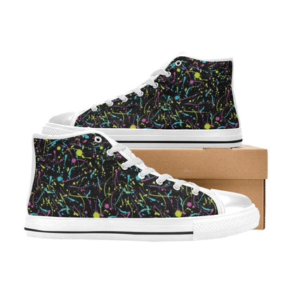 Splatter Multicolor Print Design LKS302 High Top Women's White Shoes