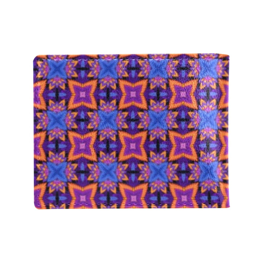 kaleidoscope Purple Orange Print Design Men's ID Card Wallet