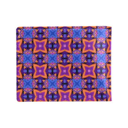 kaleidoscope Purple Orange Print Design Men's ID Card Wallet