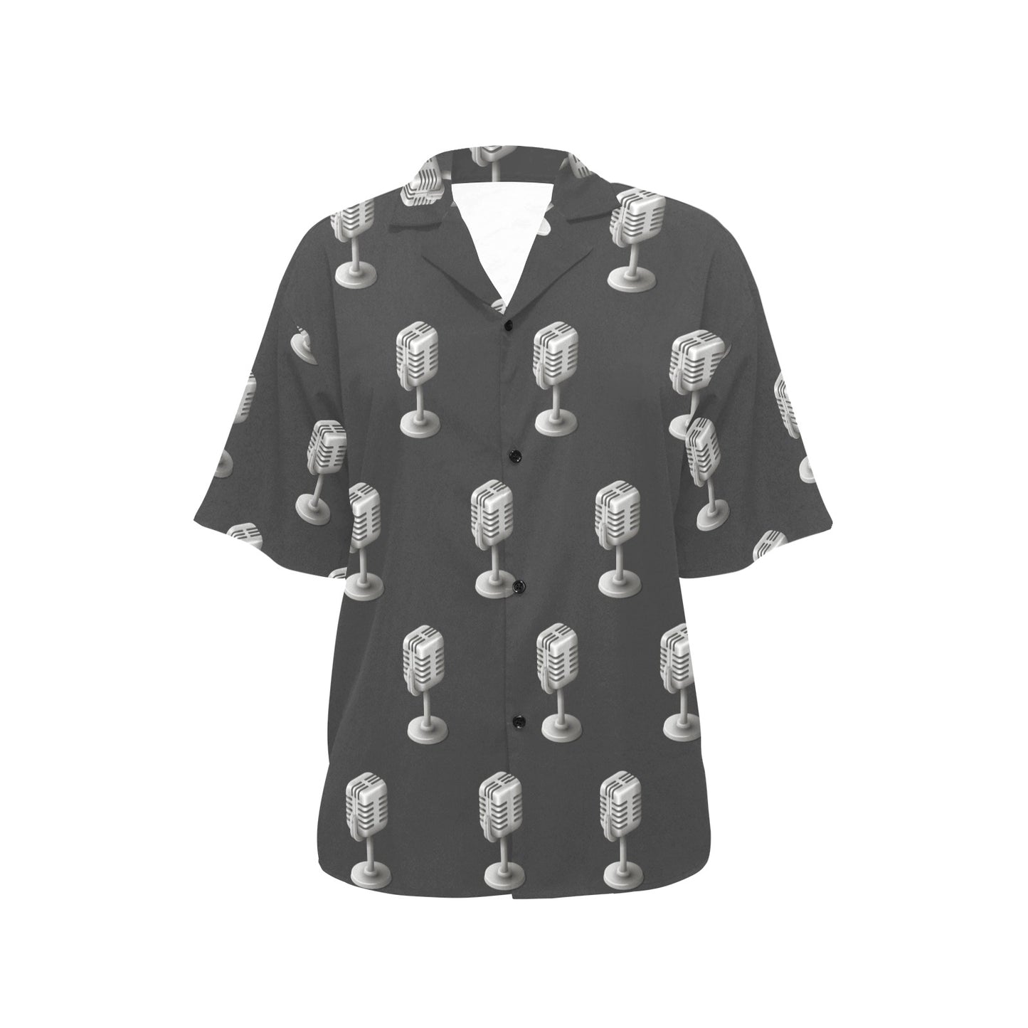 Microphone Vintage Pattern Print Design 01 Women's Hawaiian Shirt