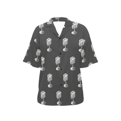 Microphone Vintage Pattern Print Design 01 Women's Hawaiian Shirt
