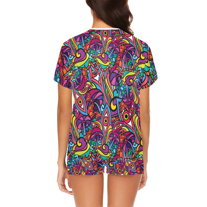 Trippy Print Design LKS302 Women's Short Pajama Set