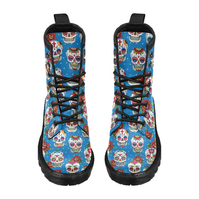 Sugar Skull Rose Pattern Women's Boots