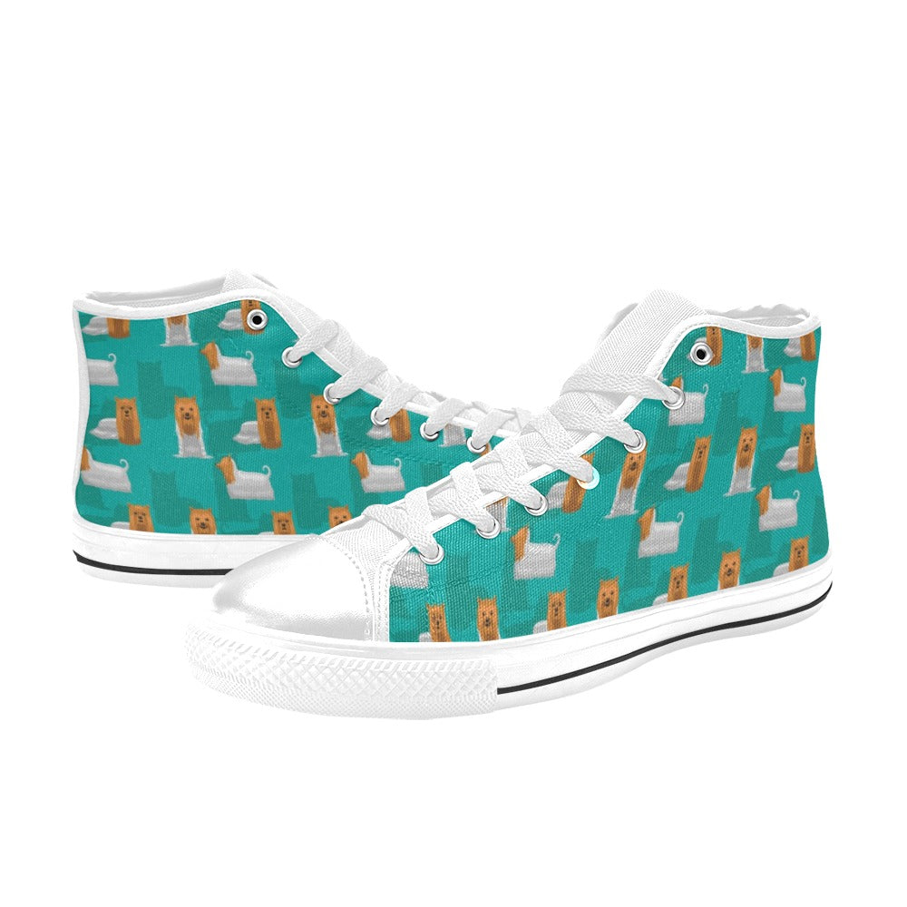 Silky Terriers Print Design LKS301 High Top Women's White Shoes