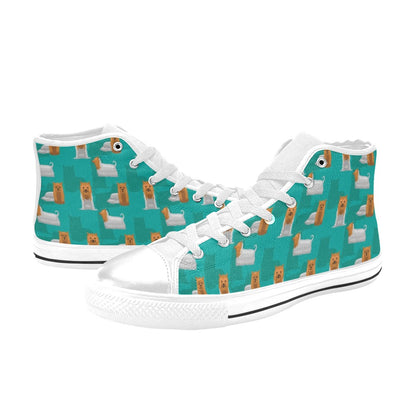 Silky Terriers Print Design LKS301 High Top Women's White Shoes