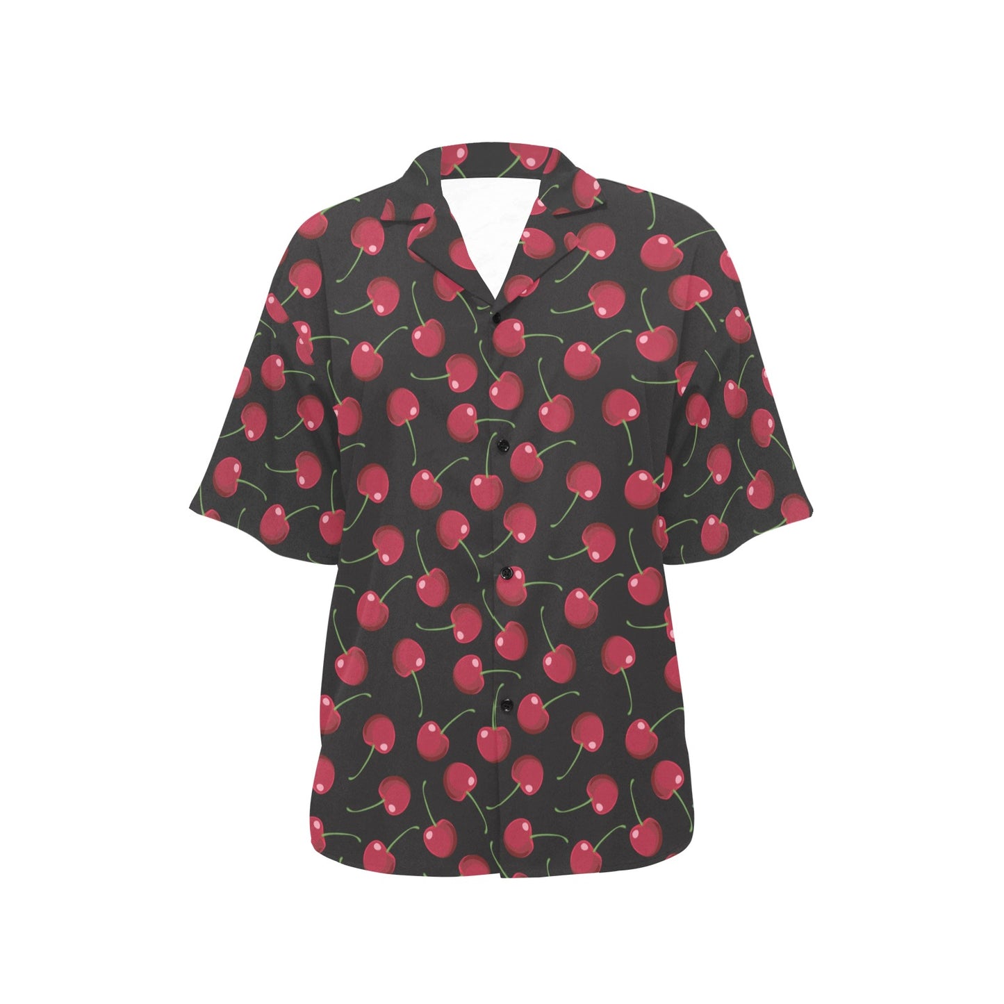 Cherry Black Background Women's Hawaiian Shirt