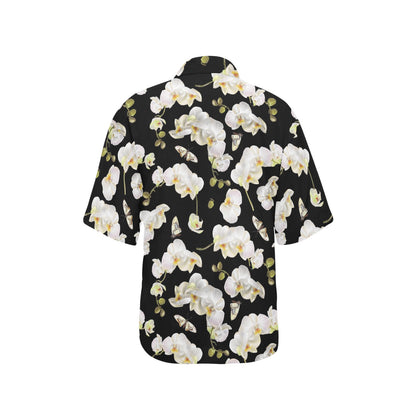 Orchid White Pattern Print Design OR011 Women's Hawaiian Shirt