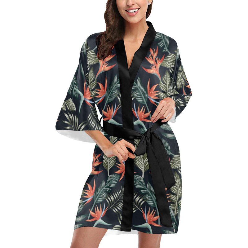 Bird Of Paradise Pattern Print Design BOP02 Women's Short Kimono