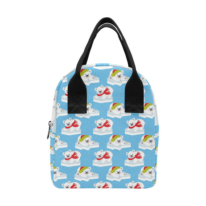 Polar Bear Pattern Print Design PB06 Insulated Lunch Bag