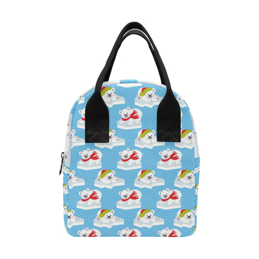Polar Bear Pattern Print Design PB06 Insulated Lunch Bag