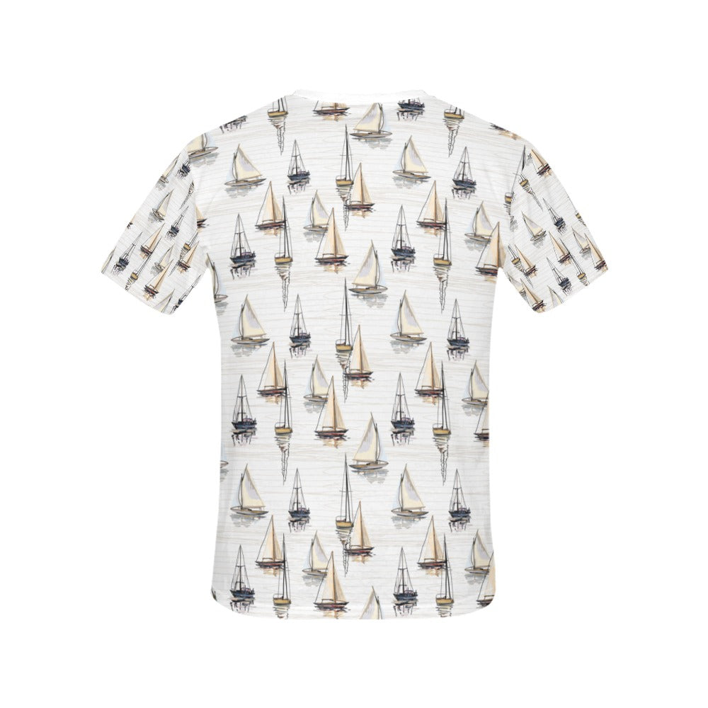 Sailboat Paint Pattern Print Design LKS307 Women's  T-shirt