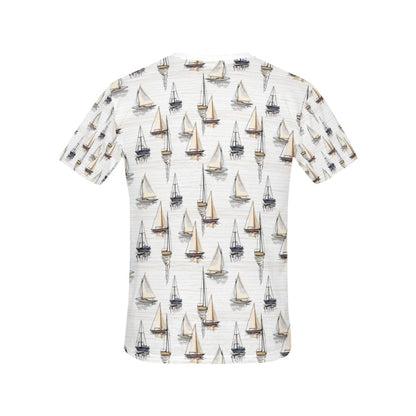 Sailboat Paint Pattern Print Design LKS307 Women's  T-shirt