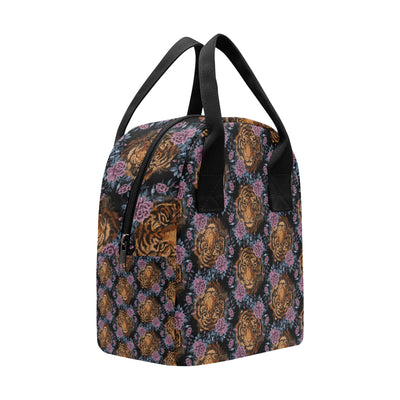 Tiger Head Floral Insulated Lunch Bag