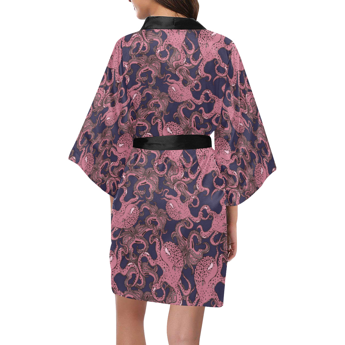 Octopus Pattern Print Design A03 Women's Short Kimono
