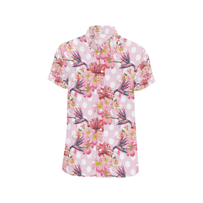 Bird Of Paradise Pattern Print Design BOP011 Men's Short Sleeve Button Up Shirt