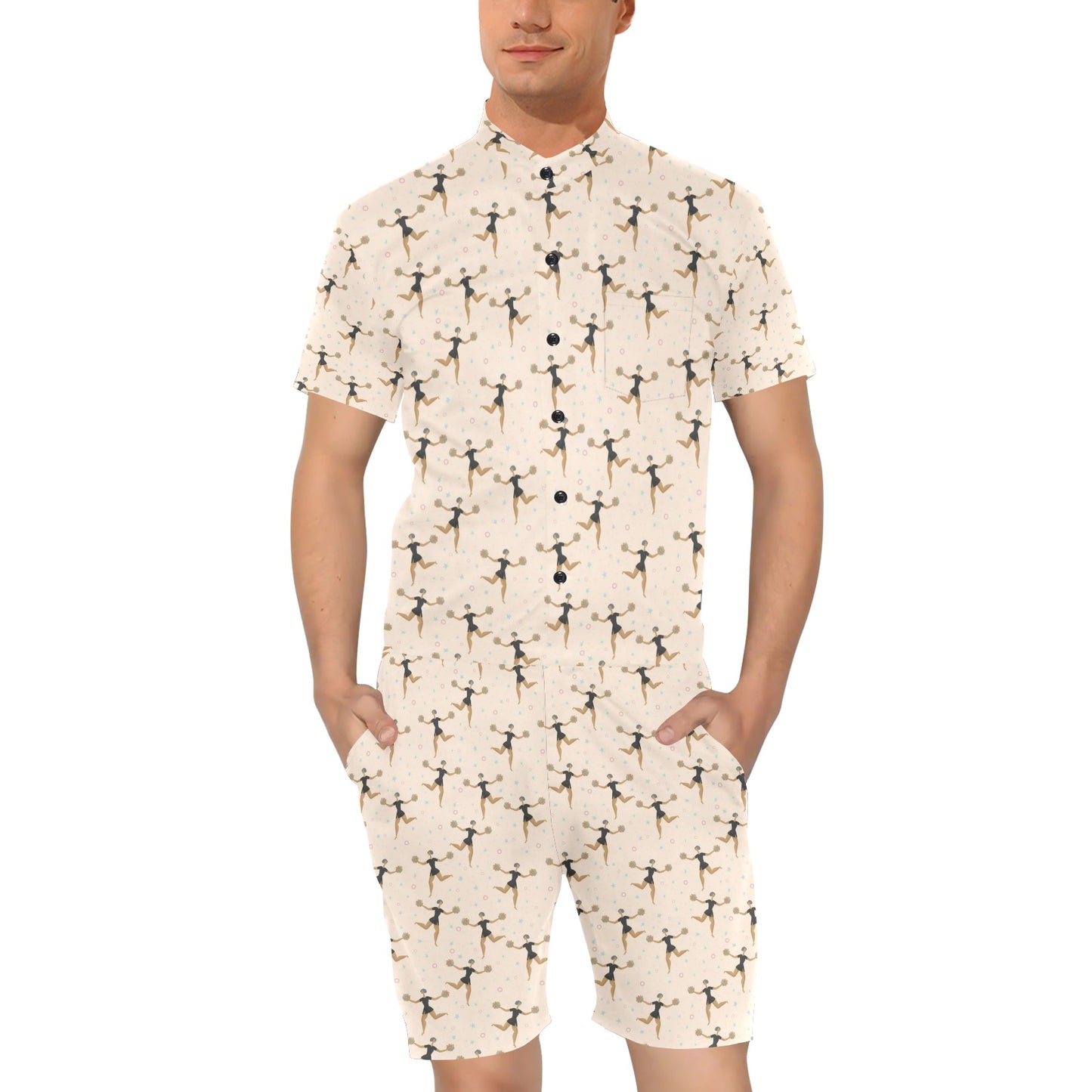 Cheerleader Pattern Print Design 03 Men's Romper