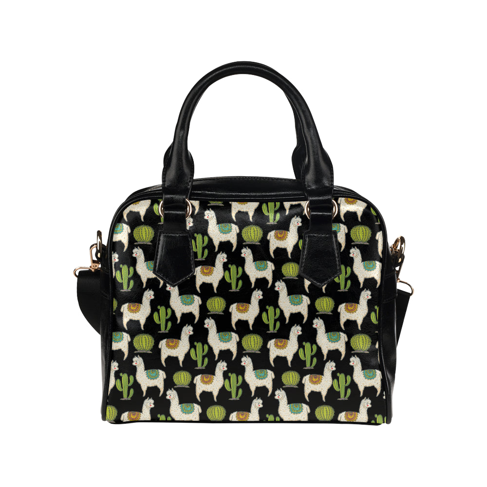 Alpaca Cactus Pattern Print Design 07 Shoulder Handbag