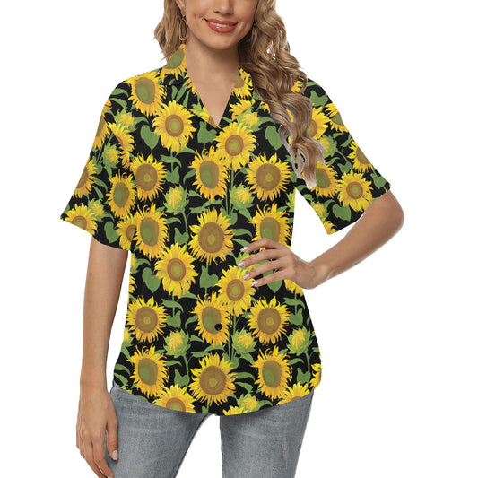 Sunflower Print Design LKS302 Women's Hawaiian Shirt