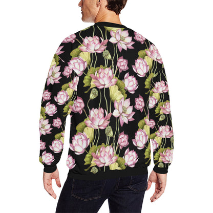 Water Lily Pattern Print Design WL06 Men Long Sleeve Sweatshirt