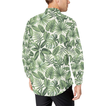 Palm Leaves Pattern Print Design PL014 Men's Long Sleeve Shirt