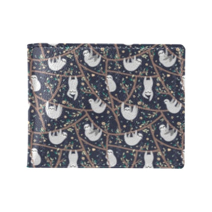 Sloth Happy Design Themed Print Men's ID Card Wallet