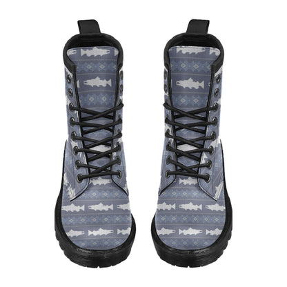 Salmon Fish Knit Style Print Design LKS304 Women's Boots
