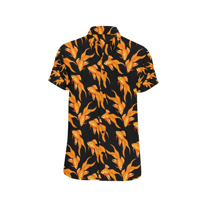 Goldfish Pattern Print Design 03 Men's Short Sleeve Button Up Shirt