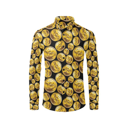 Bitcoin Pattern Print Design DO05 Men's Long Sleeve Shirt