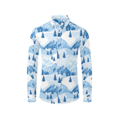 Mountain Pattern Print Design 03 Men's Long Sleeve Shirt