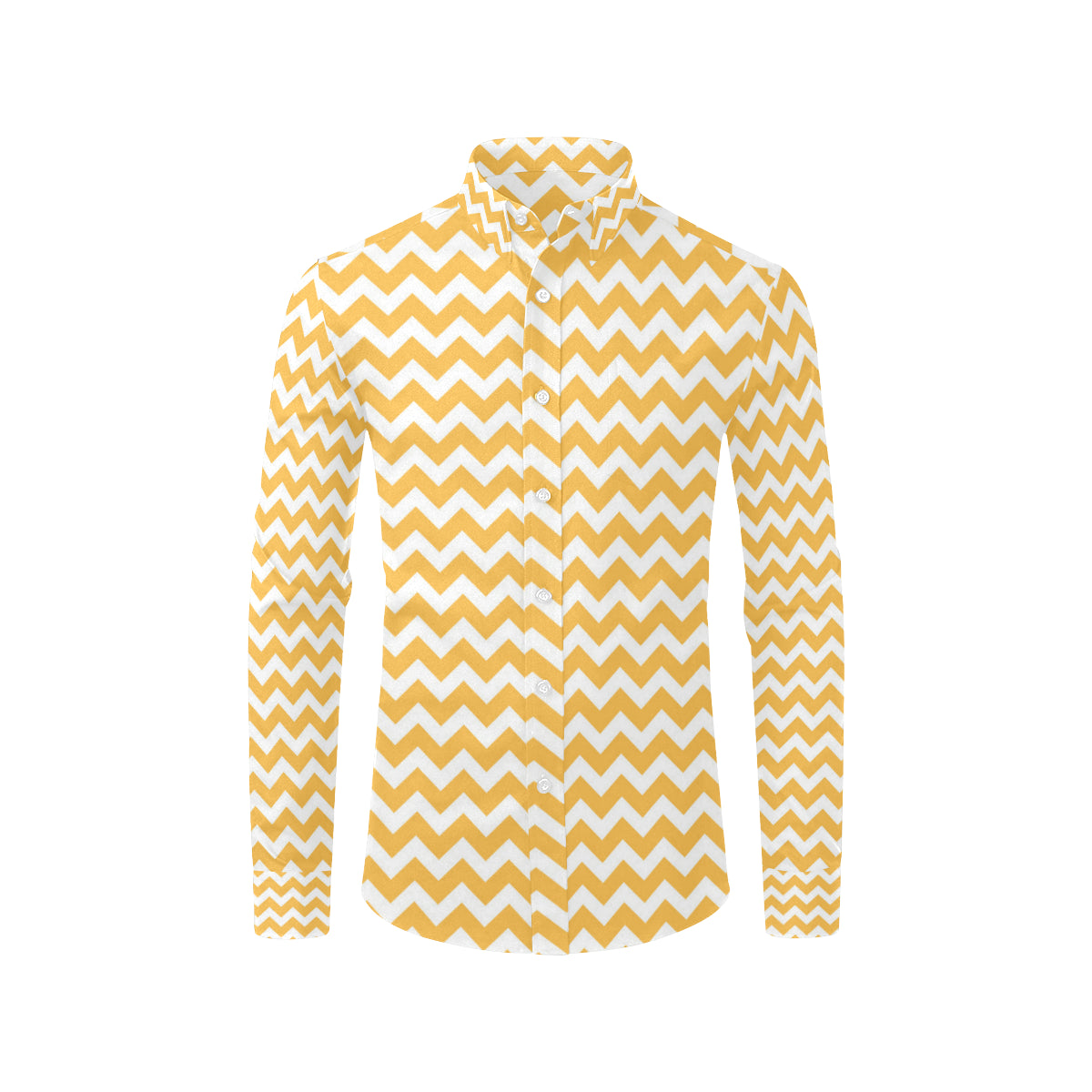 Chevron Orange Pattern Print Design 01 Men's Long Sleeve Shirt