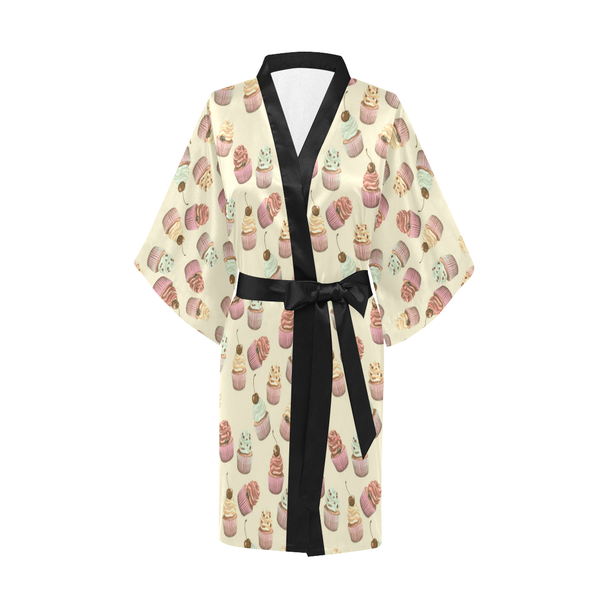 Cupcake Pattern Print Design 04 Women's Short Kimono