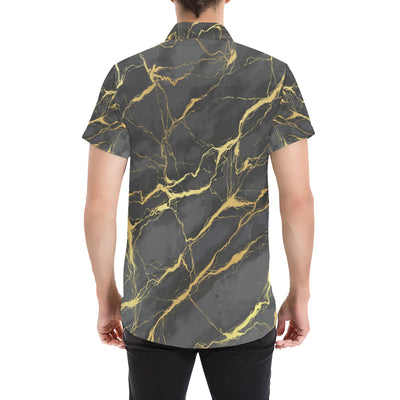 Marble Pattern Print Design 02 Men's Short Sleeve Button Up Shirt