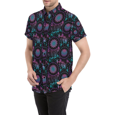 Dream catcher boho mandala Men's Short Sleeve Button Up Shirt