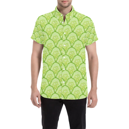 Cucumber Pattern Print Design CC04 Men's Short Sleeve Button Up Shirt