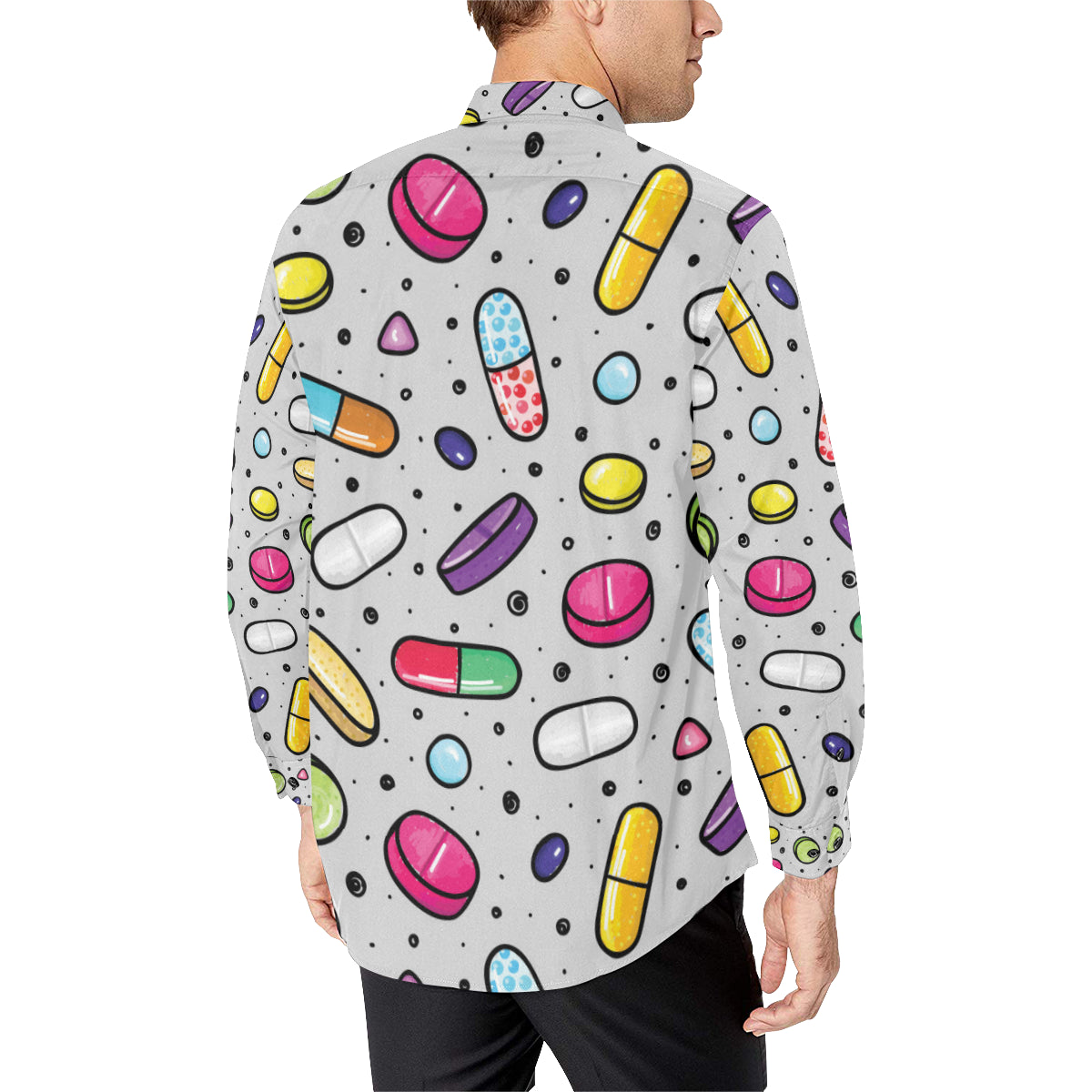 Pill Pattern Print Design A04 Men's Long Sleeve Shirt