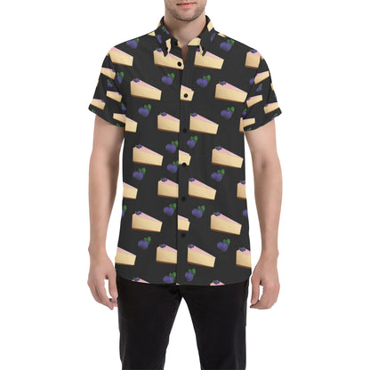 Cheesecake blueberry Pattern Print Design CK01 Men's Short Sleeve Button Up Shirt