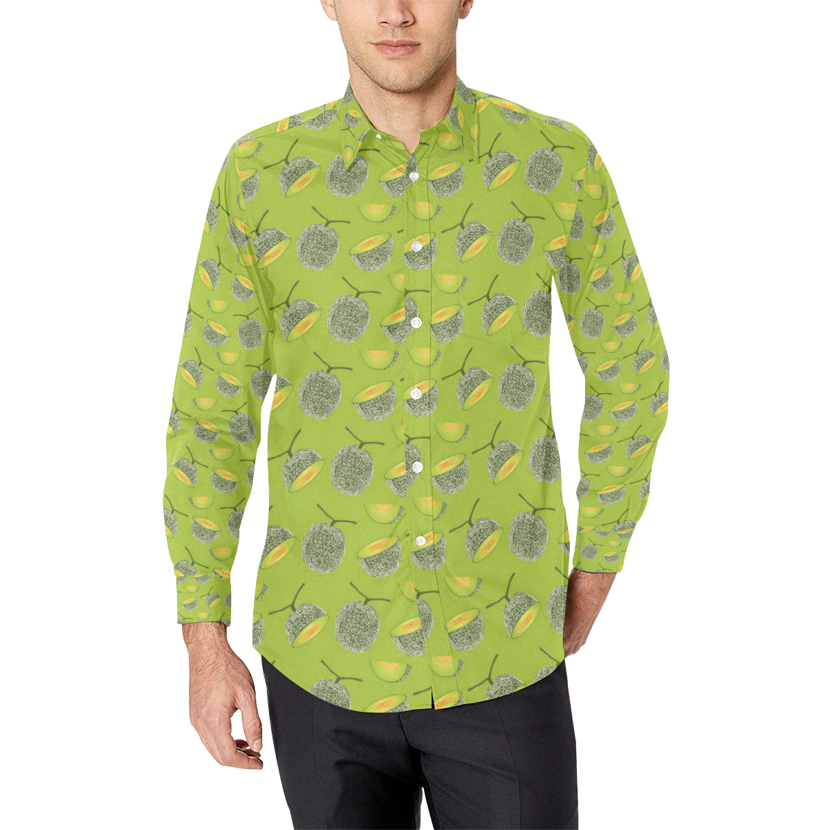 Cantaloupe Pattern Print Design 03 Men's Long Sleeve Shirt