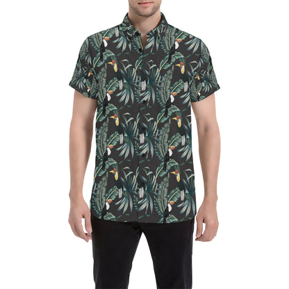 Rainforest Pattern Print Design RF06 Men's Short Sleeve Button Up Shirt