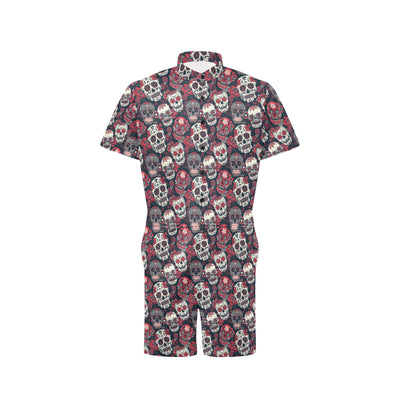 Sugar Skull Print Design LKS303 Men's Romper