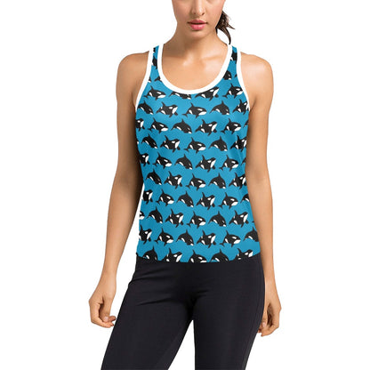Whale Print Design LKS304 Women's Racerback Tank Top