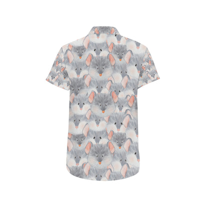 Rat Baby Pattern Print Design 02 Men's Short Sleeve Button Up Shirt
