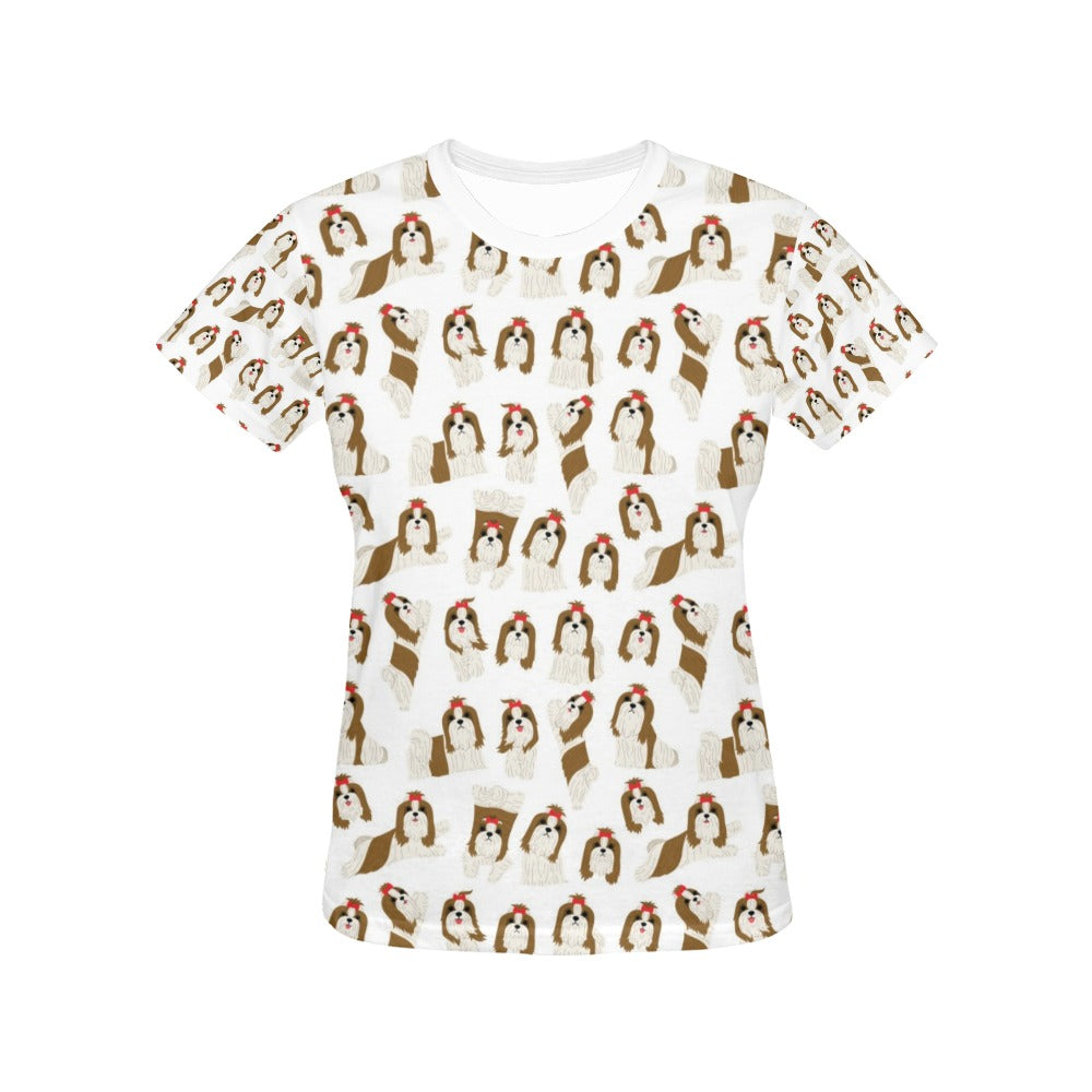 Shih Tzu Print Design LKS302 Women's  T-shirt