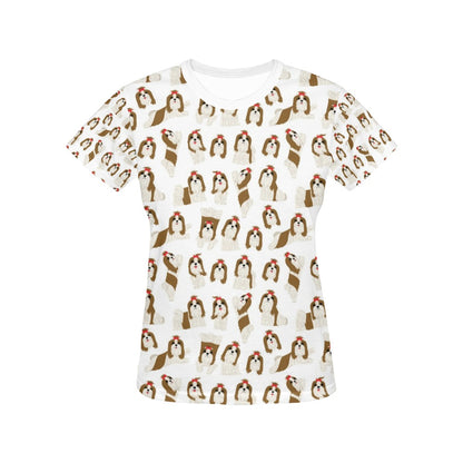 Shih Tzu Print Design LKS302 Women's  T-shirt