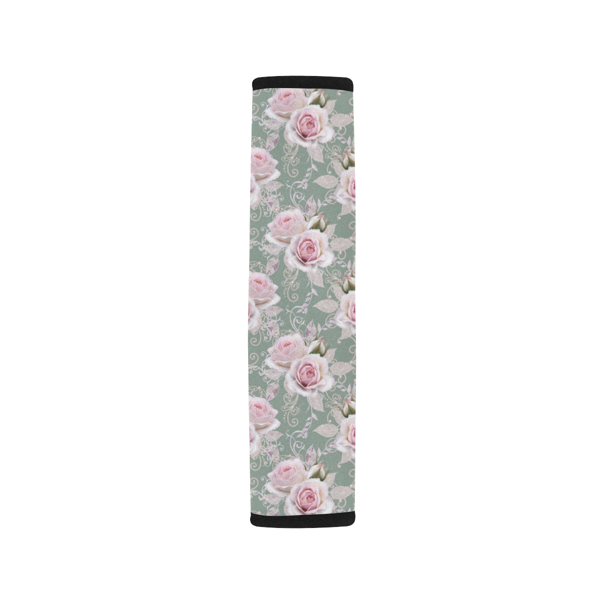 Rose White Pattern Print Design RO012 Car Seat Belt Cover