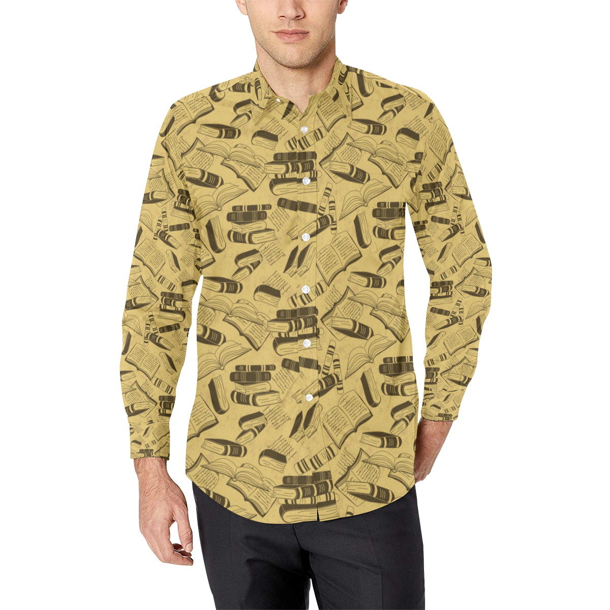Book Pattern Print Design 02 Men's Long Sleeve Shirt
