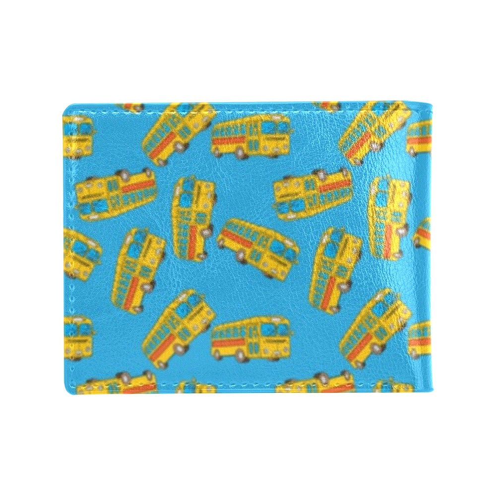 School Bus Print Design LKS302 Men's ID Card Wallet