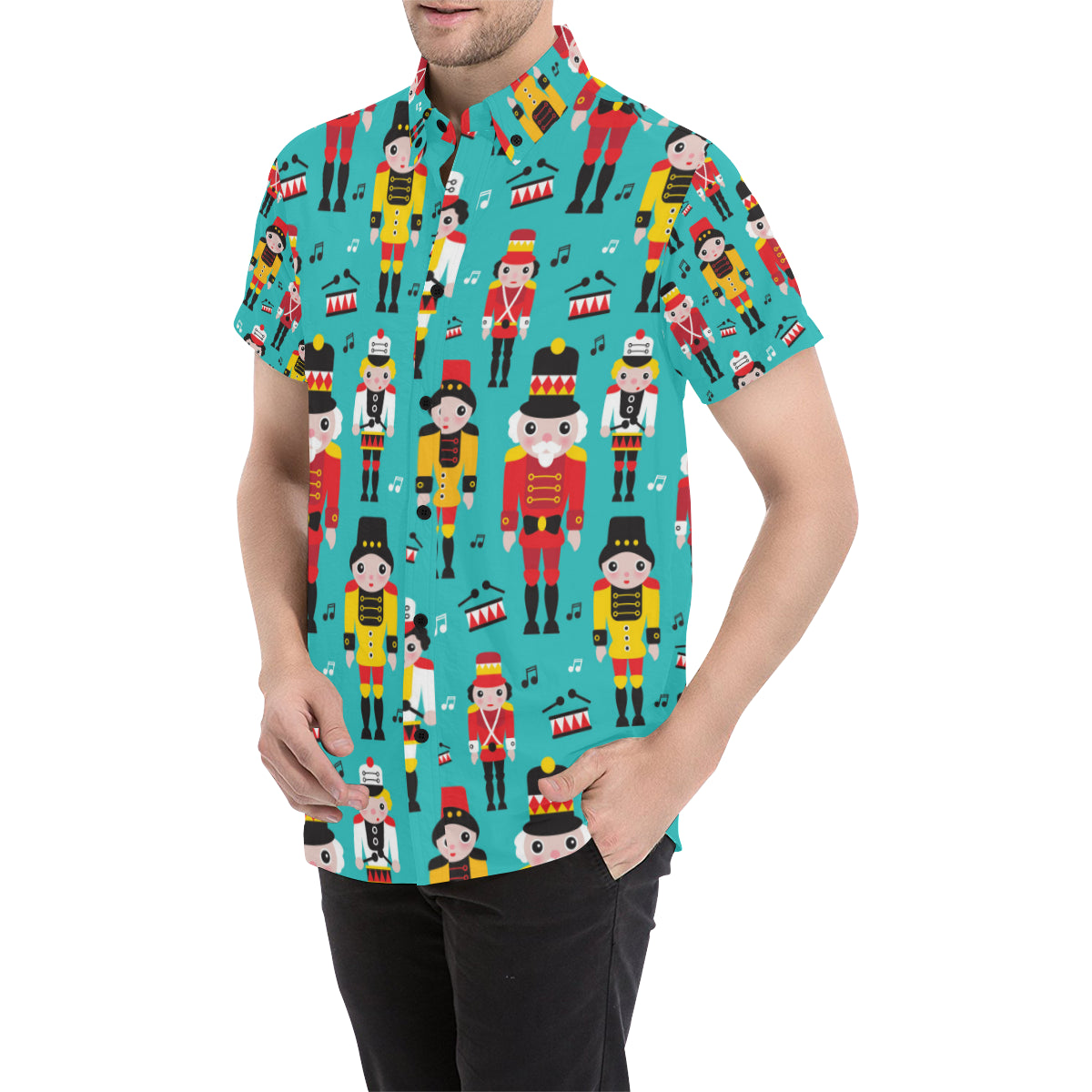 Nutcracker Pattern Print Design A03 Men's Short Sleeve Button Up Shirt