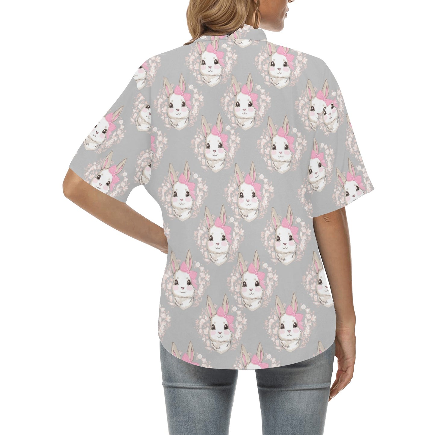 Rabbit Pattern Print Design RB07 Women's Hawaiian Shirt