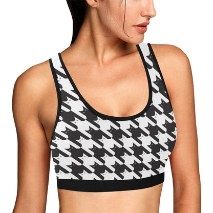 Cat HoundstoothPattern Print Design 01 Sports Bra