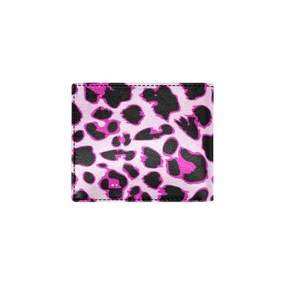 Pink Leopard Print Men's ID Card Wallet